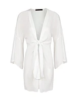 Perola Knotted Long-Sleeve Coverup