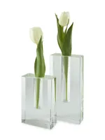 Clear Crystal Flat Rectangular Bud Vase