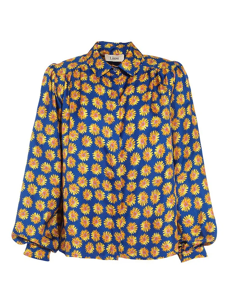 Printed Silk Twill Button-Front Shirt