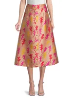 Floral A-Line Midi-Skirt