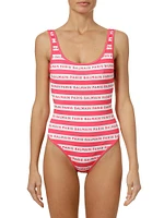 New Iconic Striped Logo One-Piece Swimsuit