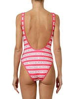 New Iconic Striped Logo One-Piece Swimsuit