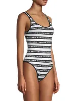 New Iconic Striped Logo One-Piece Swimsuit