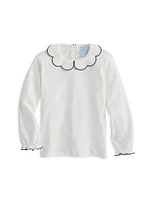 Baby Girl's,Little Girl's & Scallop Collared Long-Sleeve Shirt