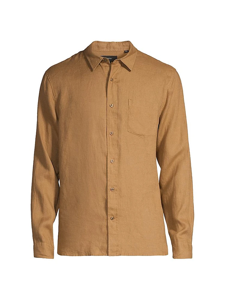 Linen Long-Sleeve Button-Up Shirt