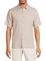 Linen Short-Sleeve Button-Up Shirt