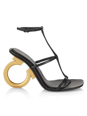 Aglalia Leather Gancini-Heel Sandals