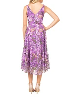 Elisa Floral & Sequin Midi-Dress