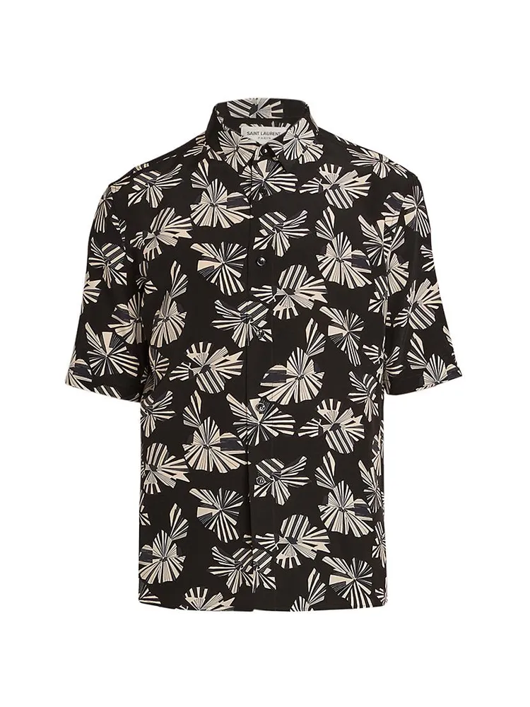 Printed Silk Short-Sleeve Shirt