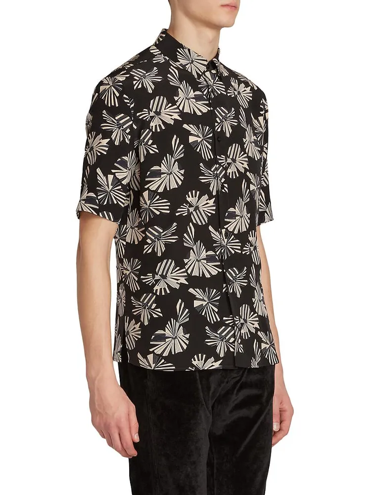 Printed Silk Short-Sleeve Shirt