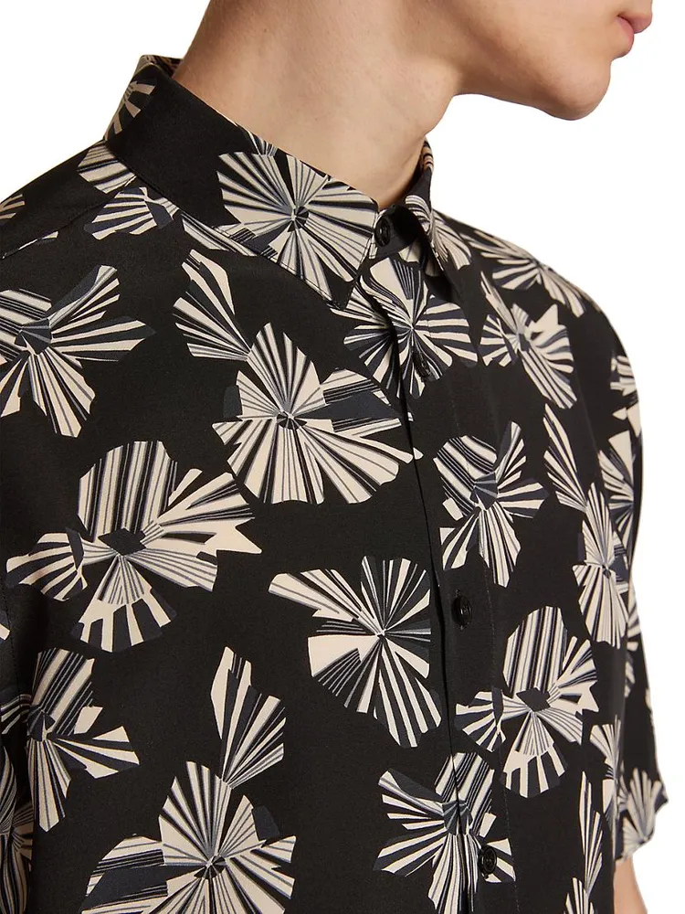 Printed Silk Short-Sleeve Shirt