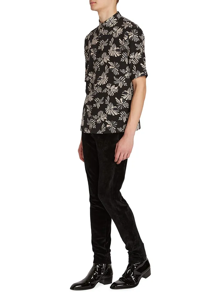 Printed Silk Short-Sleeve Shirt