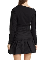 Iris Cotton Ruched Long-Sleeve Minidress