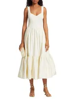 Josephina Mixed Media Tiered Midi-Dress