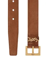 Cassandre Belt with Square Buckle Suede