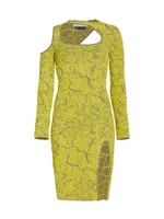 Textured Jacquard Knit Cut-Out Dress