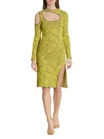 Textured Jacquard Knit Cut-Out Dress