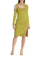 Textured Jacquard Knit Cut-Out Dress