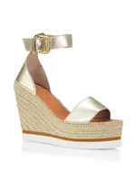 Glyn Metallic Leather Espadrille Wedges