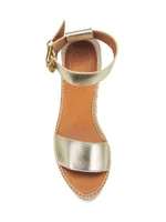 Glyn Metallic Leather Espadrille Wedges