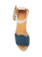 Glyn Leather & Frayed Canvas Espadrille Wedges