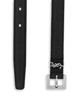 Cassandre Thin Belt With Square Buckle Grained Leather