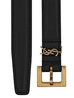 Cassandre Thin Belt with Square Buckle Grained Leather