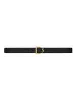 Grained Leather Logo Belt