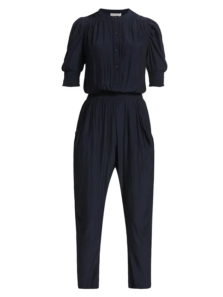 Tracey Button-Front Crop Jumpsuit