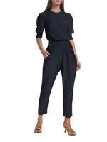 Tracey Button-Front Crop Jumpsuit