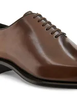 Burnished Leather Lace-Up Oxfords