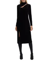 The Veronica Cut Out Midi Velvet Dress