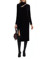 The Veronica Cut Out Midi Velvet Dress