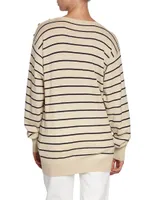 Striped Crewneck Wool-Blend Sweater