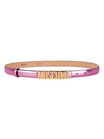 Metallic Logo Leather Belt