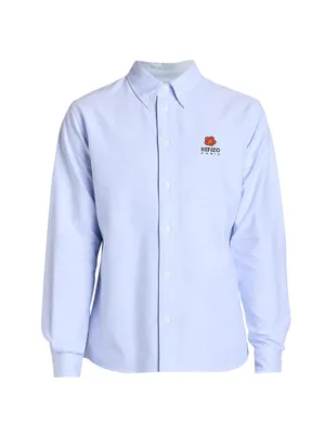 Flower Crest Long-Sleeve Button-Down Shirt