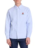 Flower Crest Long-Sleeve Button-Down Shirt