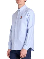 Flower Crest Long-Sleeve Button-Down Shirt