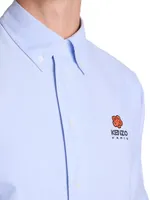 Flower Crest Long-Sleeve Button-Down Shirt