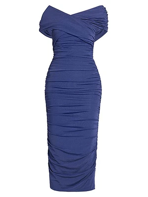 Ruched Jersey Midi-Dress