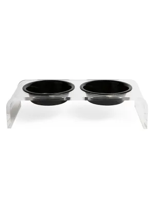 Small Clear Double Bowl Pet Feeder