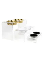 Small Clear Double Bowl Pet Feeder