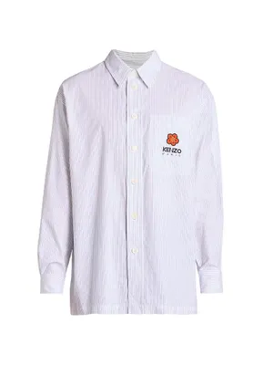 Boke Flower Crest Long-Sleeve Striped Shirt