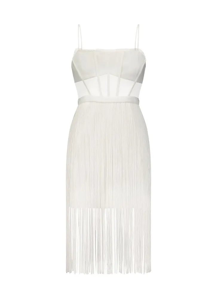 Corset Fringe-Hem Sheath Dress