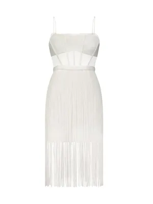 Corset Fringe-Hem Sheath Dress