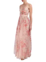 Floral Tulle Sleeveless Gown