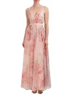 Floral Tulle Sleeveless Gown