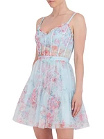 Sleeveless Floral Tulle Minidress