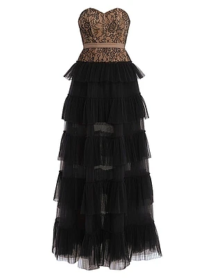 Strapless Lace & Tulle Gown