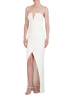 Split Strapless Crepe Gown